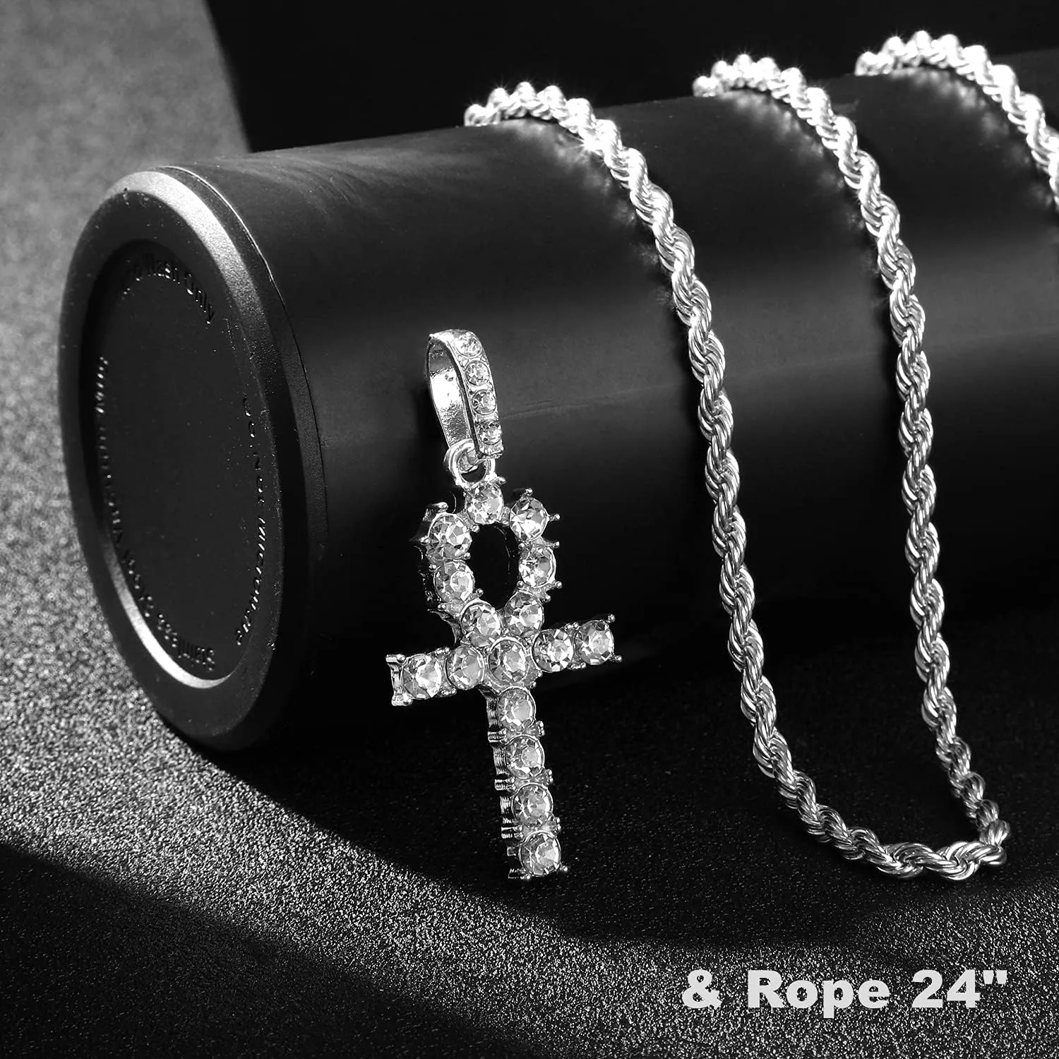 HH BLING EMPIRE Gold/Silver Diamond Cross Pendant Necklace for Men Women-Iced Out Chains with Cross Necklace 24 Inch