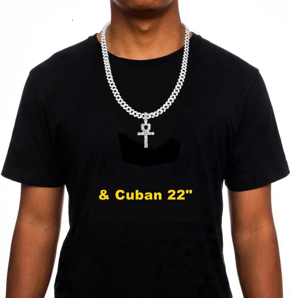 HH BLING EMPIRE Gold/Silver Diamond Cross Pendant Necklace for Men Women-Iced Out Chains with Cross Necklace 24 Inch
