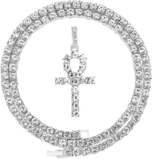 HH BLING EMPIRE Gold/Silver Diamond Cross Pendant Necklace for Men Women-Iced Out Chains with Cross Necklace 24 Inch