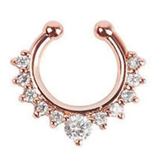 High Quality Titanium Crystal Fake Nose Ring Septum Piercing Hanger Clip On Body Jewelry