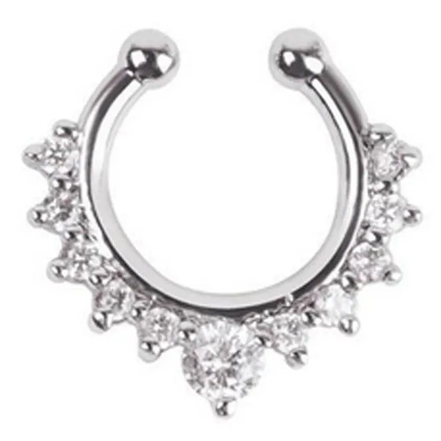 High Quality Titanium Crystal Fake Nose Ring Septum Piercing Hanger Clip On Body Jewelry