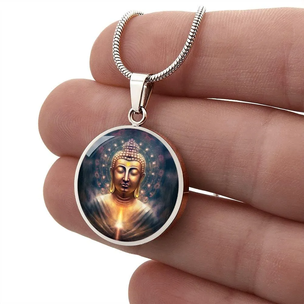 Hilis Jewelry Buddha Necklace For Women or Men, Spiritual Jewelry, Protection Personalized Lucky Gifts, Engraved Pendant Charm Gold or Silver