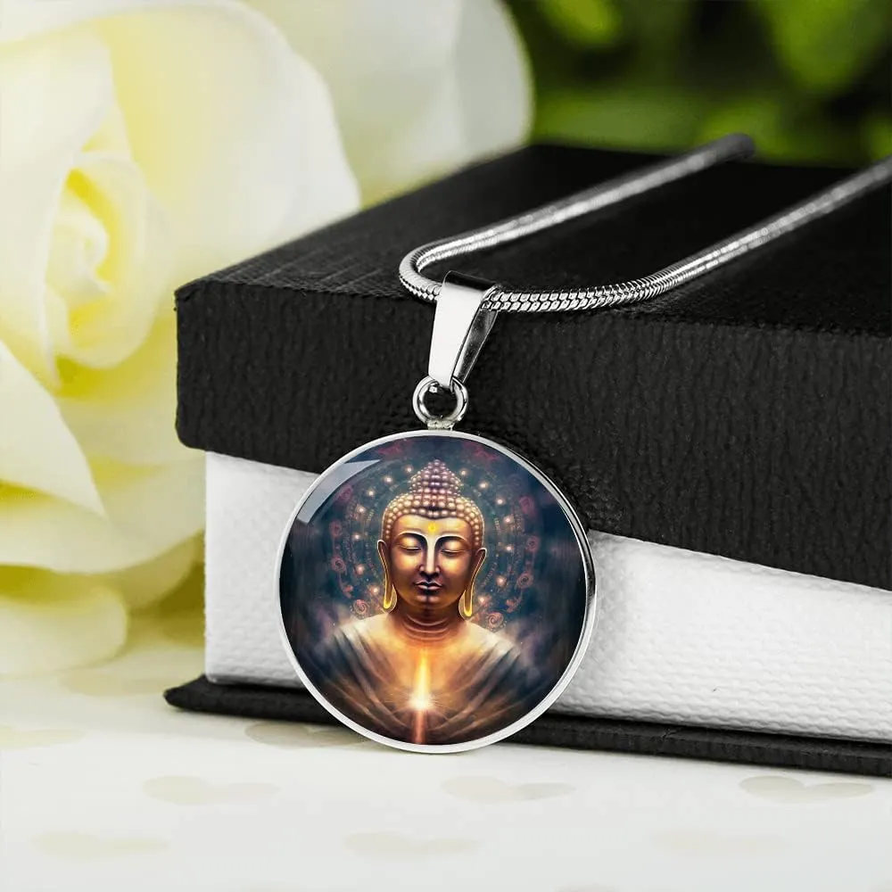 Hilis Jewelry Buddha Necklace For Women or Men, Spiritual Jewelry, Protection Personalized Lucky Gifts, Engraved Pendant Charm Gold or Silver