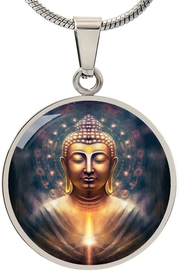 Hilis Jewelry Buddha Necklace For Women or Men, Spiritual Jewelry, Protection Personalized Lucky Gifts, Engraved Pendant Charm Gold or Silver