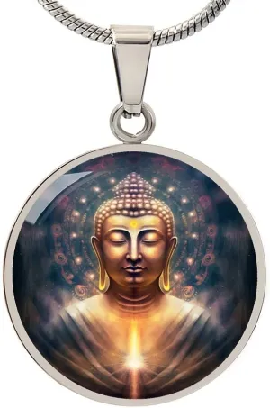 Hilis Jewelry Buddha Necklace For Women or Men, Spiritual Jewelry, Protection Personalized Lucky Gifts, Engraved Pendant Charm Gold or Silver