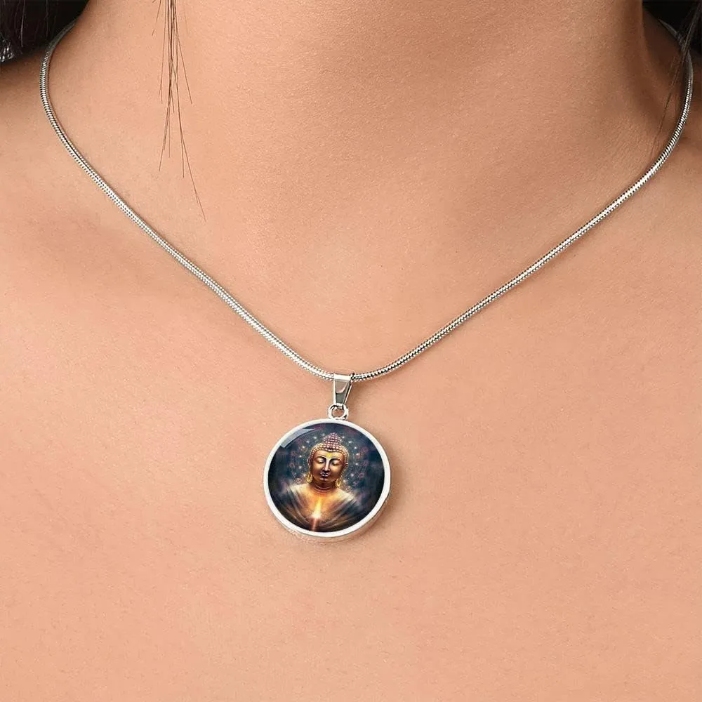 Hilis Jewelry Buddha Necklace For Women or Men, Spiritual Jewelry, Protection Personalized Lucky Gifts, Engraved Pendant Charm Gold or Silver