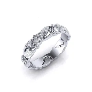 Hollow Flower Silver Ring Leaves Women Party Wedding Gift Jewelry