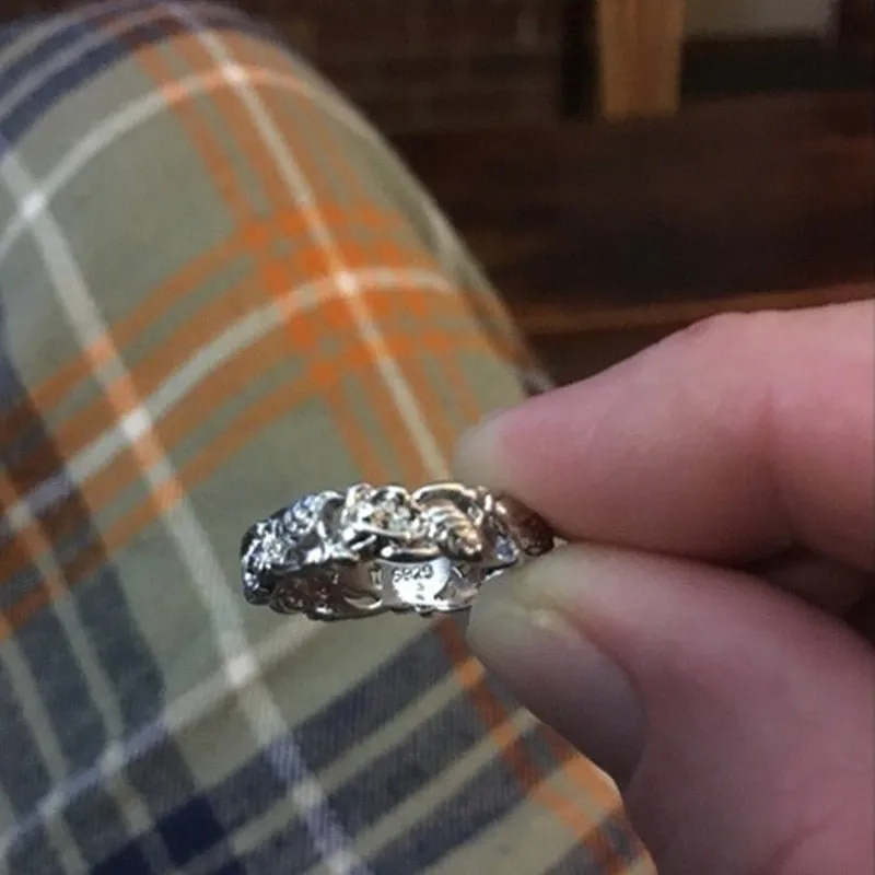 Hollow Flower Silver Ring Leaves Women Party Wedding Gift Jewelry