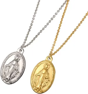 Holy Marraine Collares Para Stainless Steel Necklace For Women Virgin Mary Choker Religiou Cross Pattern Collier Jewelry PTPNU02283