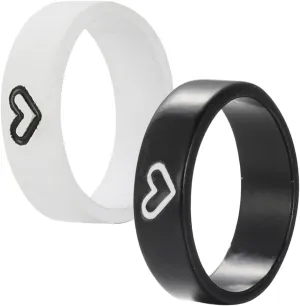 Homoyoyo Couples Rings Set Matching Heart Promise Rings Wedding Bands Perfect Present for Couples