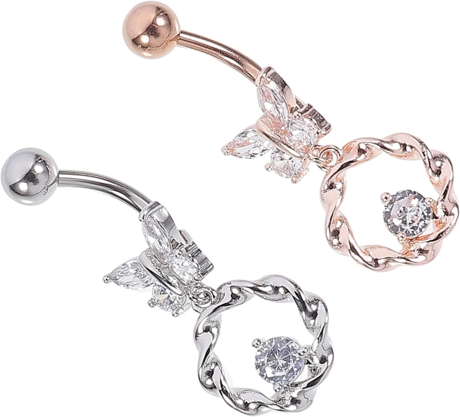 Homoyoyo Elegant Navel Nails for Women Set of Zirconium Navel Rings Smooth Surface Safe Comfortable for