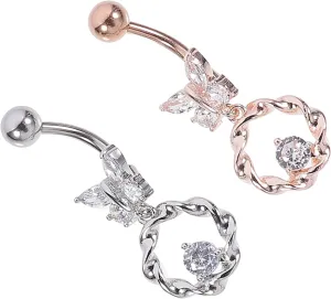 Homoyoyo Elegant Navel Nails for Women Set of Zirconium Navel Rings Smooth Surface Safe Comfortable for