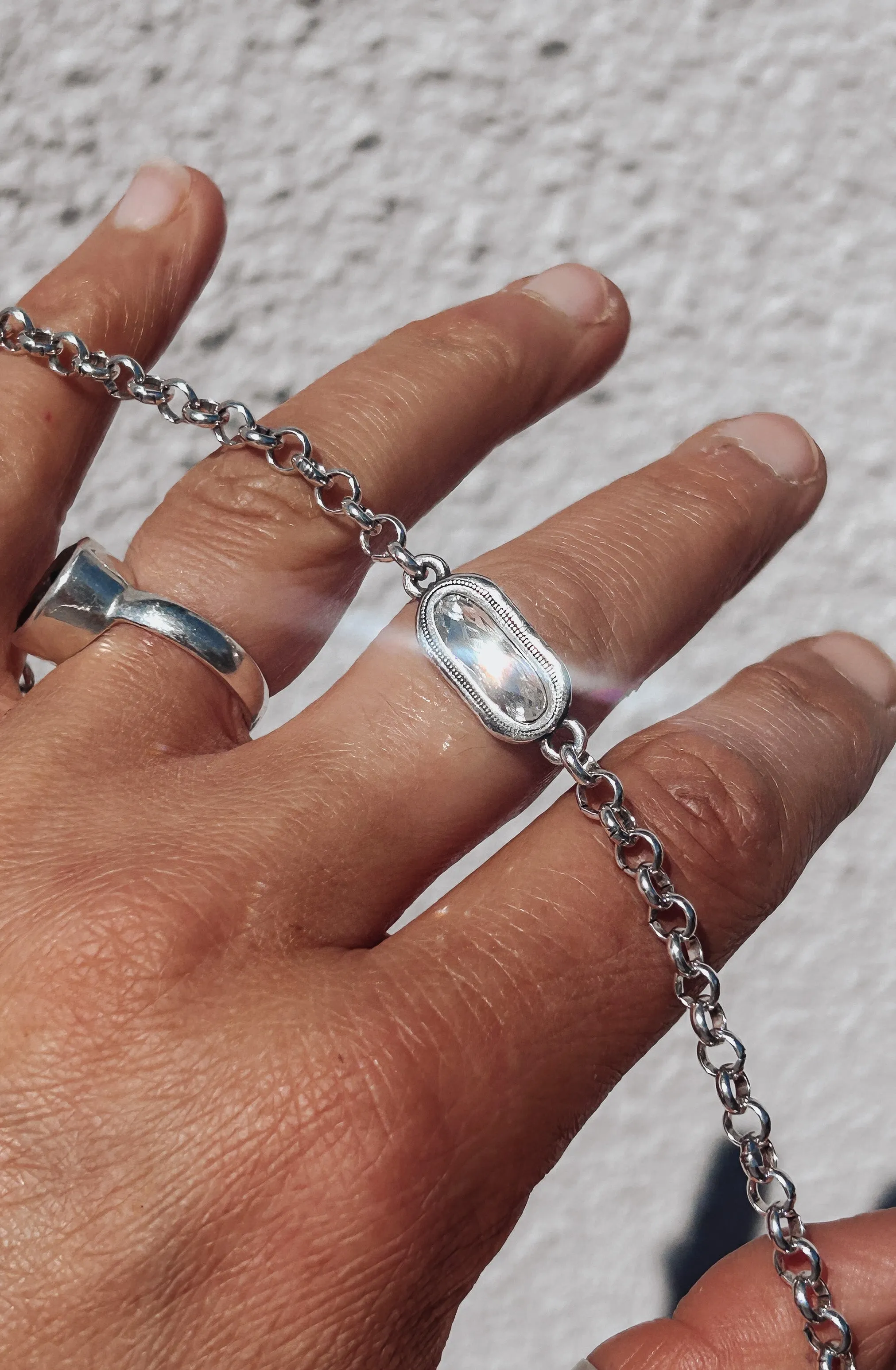 Horizontal Crystal Chain Necklace