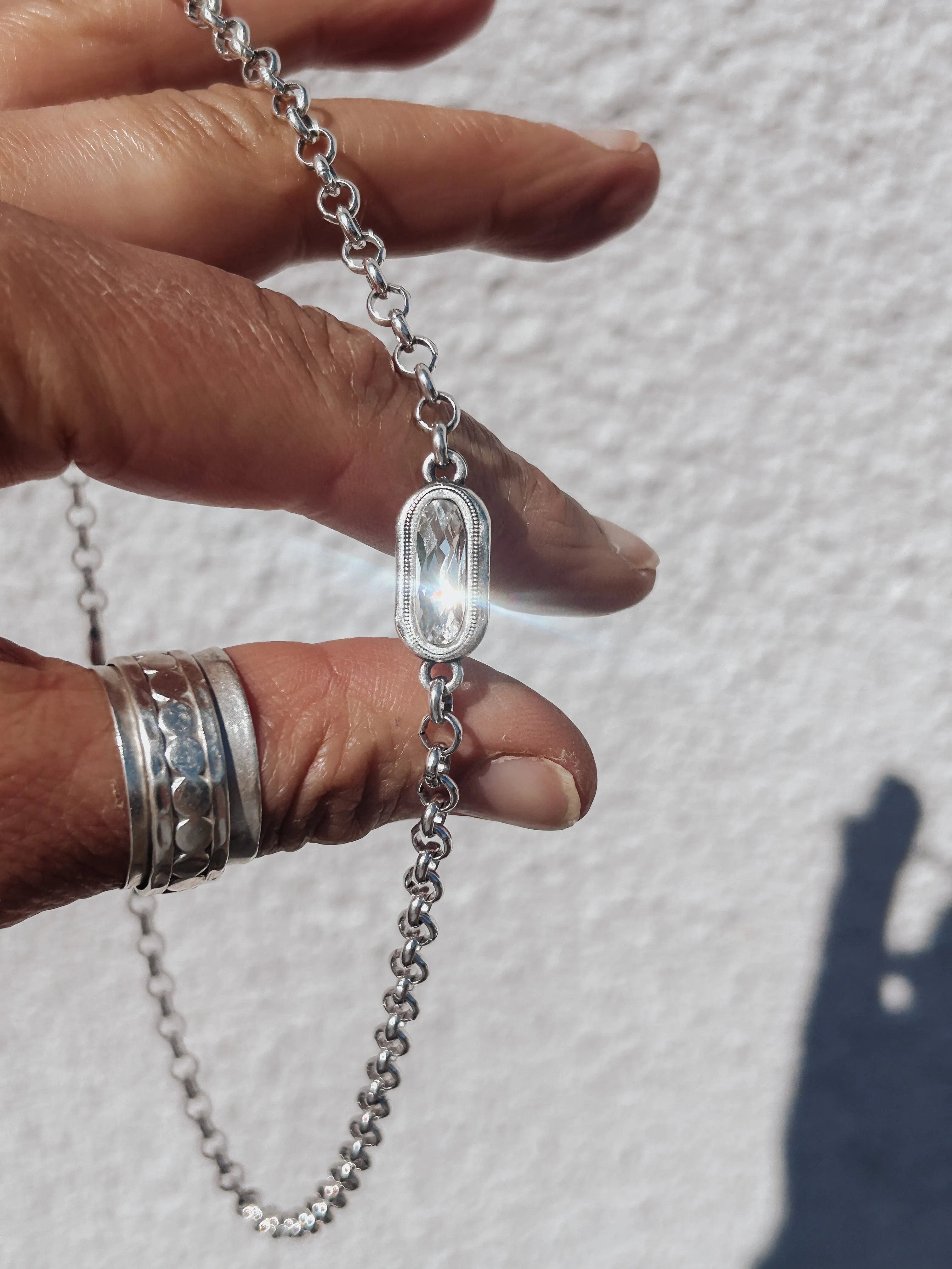 Horizontal Crystal Chain Necklace