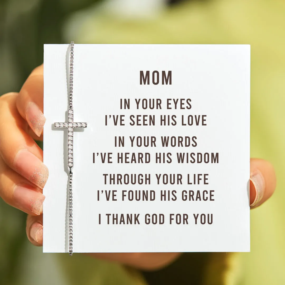 I Thank God For You Minimalist Cross Bracelet
