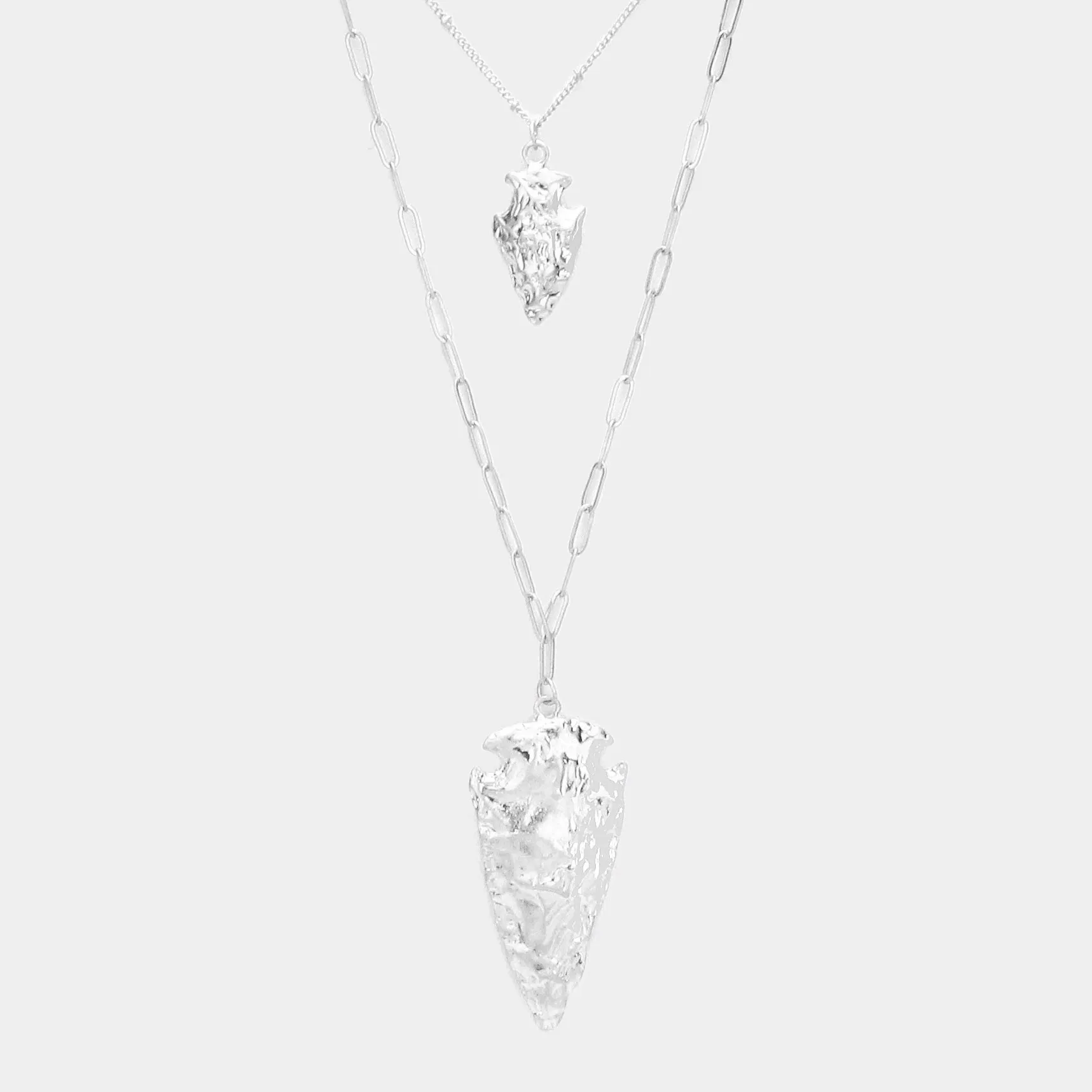iLLASPARKZ Hammered Metal Abstract Pendant Chain Long Necklace