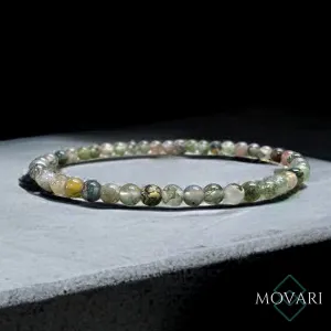 Indian Agate Minimalist Green 4mm Bead Bracelet Unisex