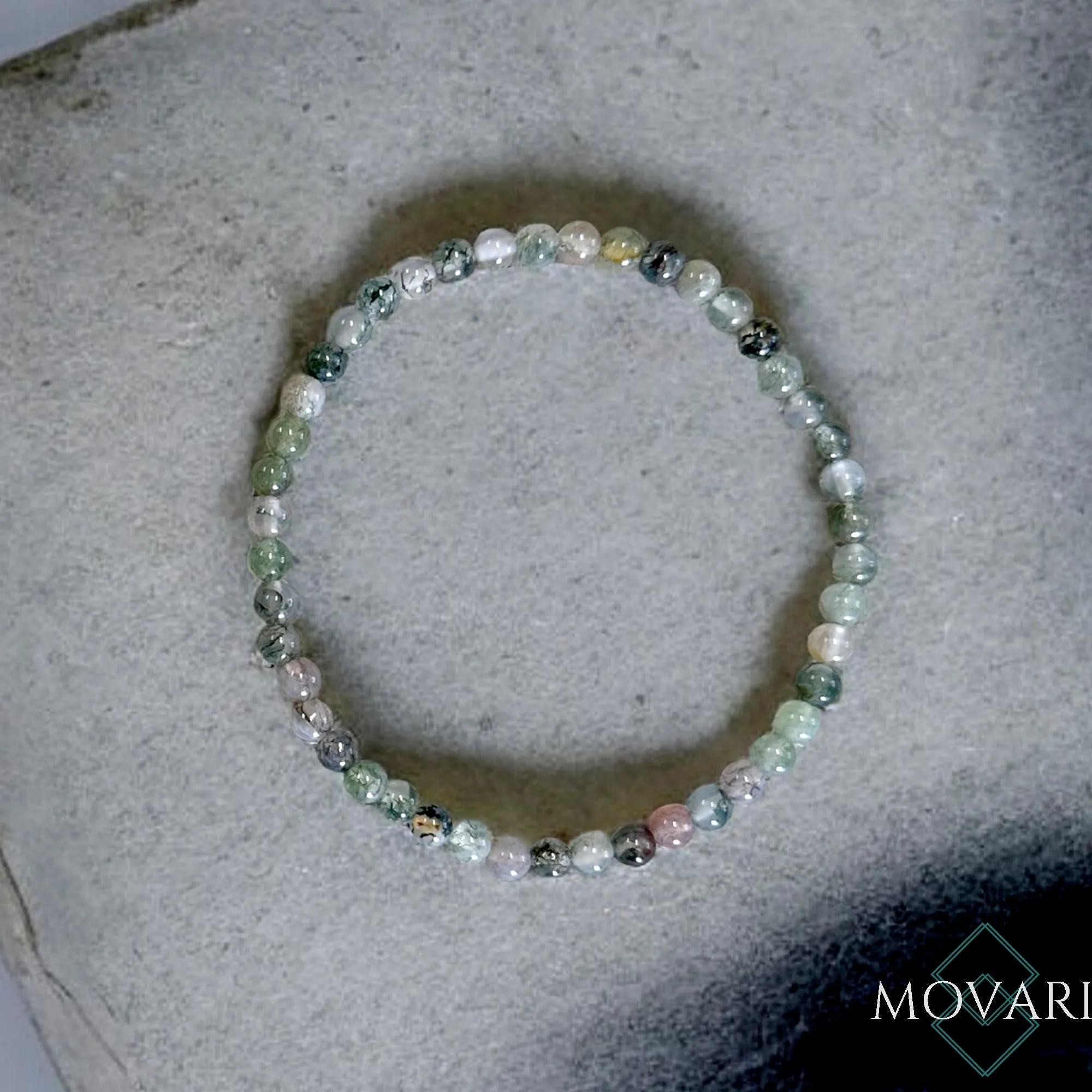 Indian Agate Minimalist Green 4mm Bead Bracelet Unisex