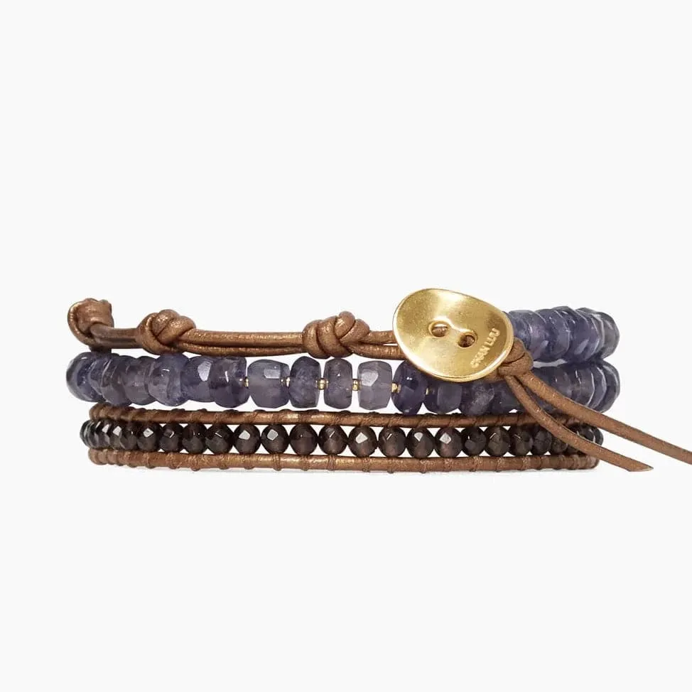 Iolite Mix Mano Triple Wrap Bracelet