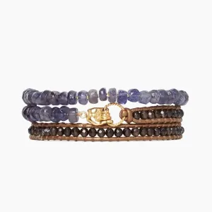 Iolite Mix Mano Triple Wrap Bracelet