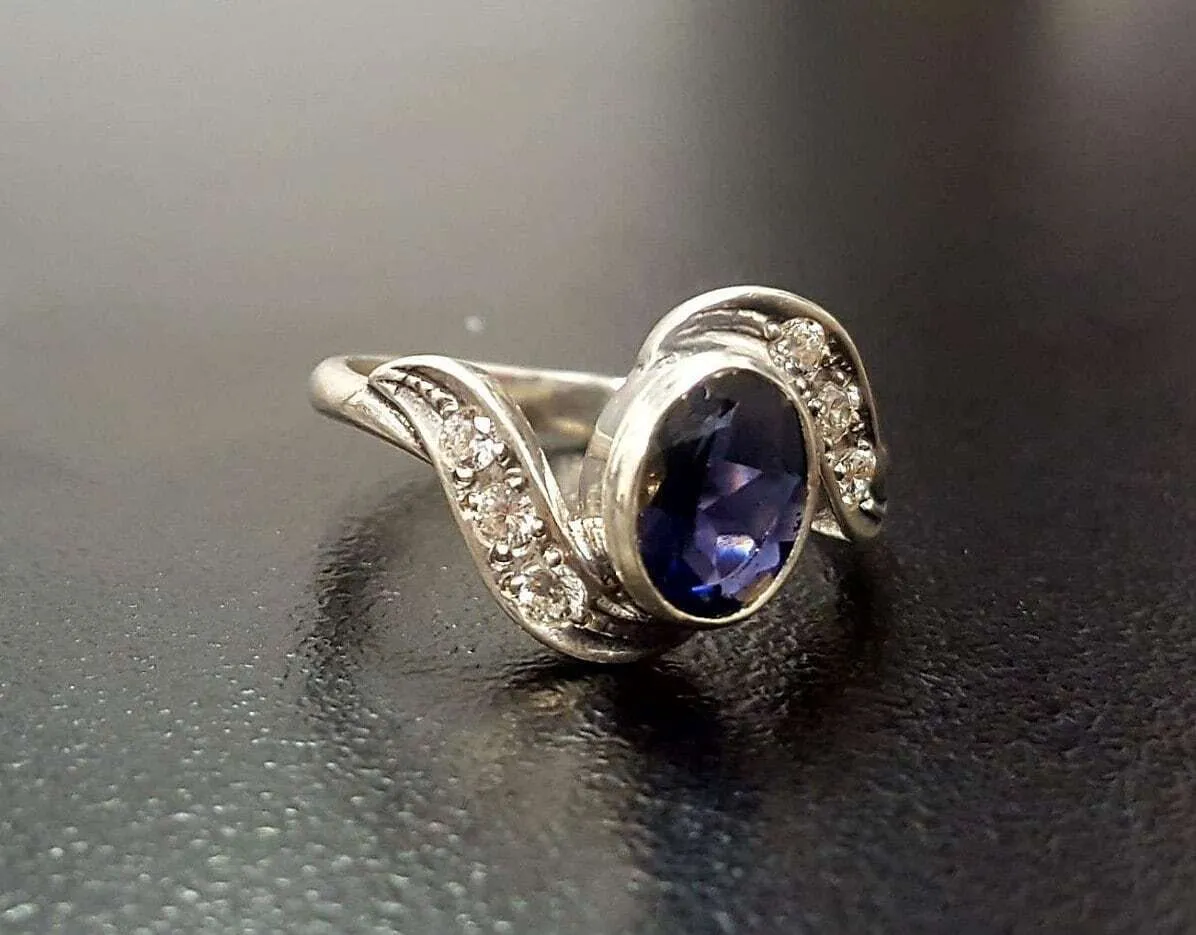 Iolite Ring - Purple Promise Ring - Classy Vintage Ring
