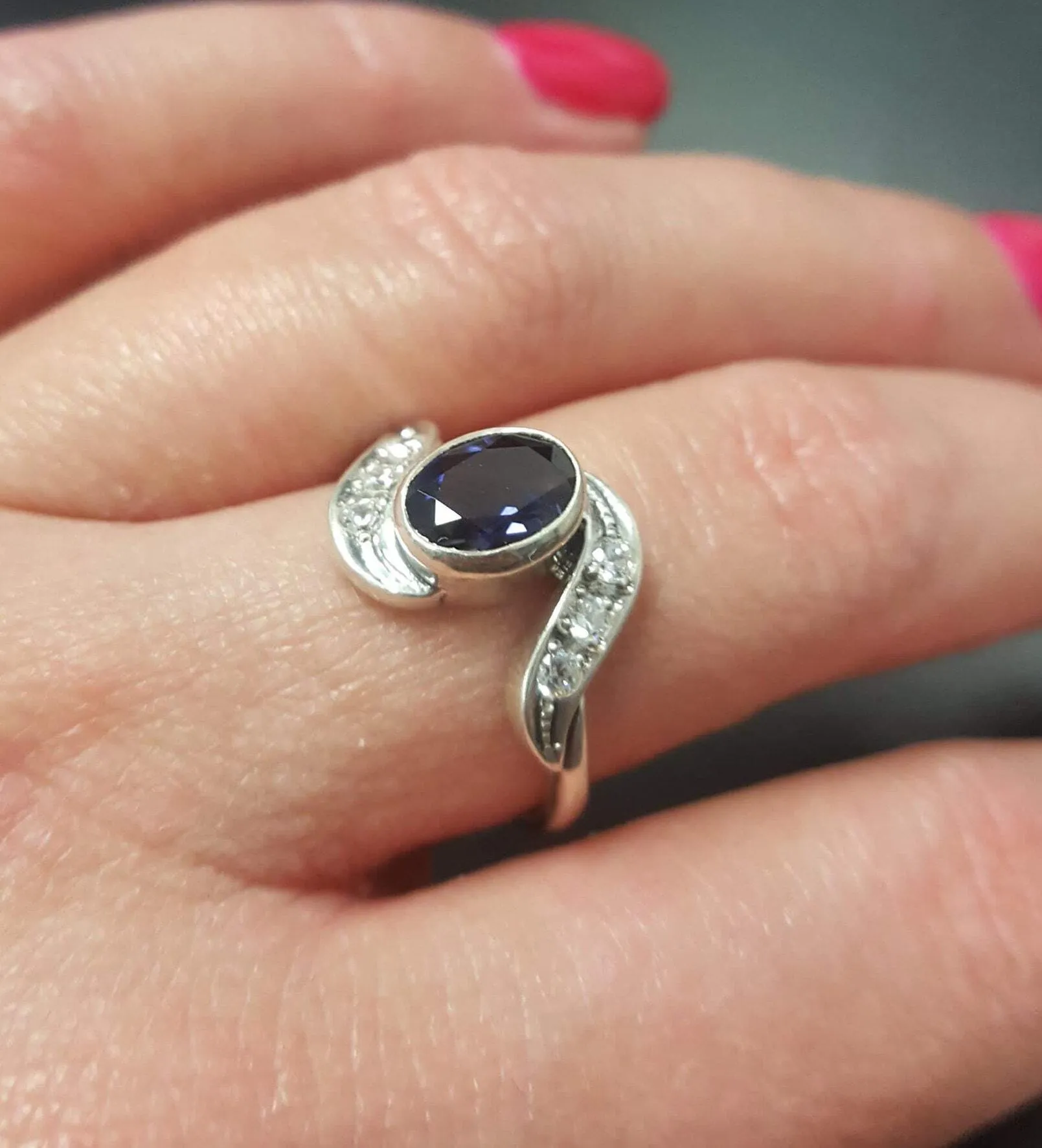 Iolite Ring - Purple Promise Ring - Classy Vintage Ring