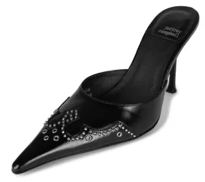 Jeffrey Campbell Bite-Me Black Slip On Stiletto Heel Pointed Toe Mule Pumps
