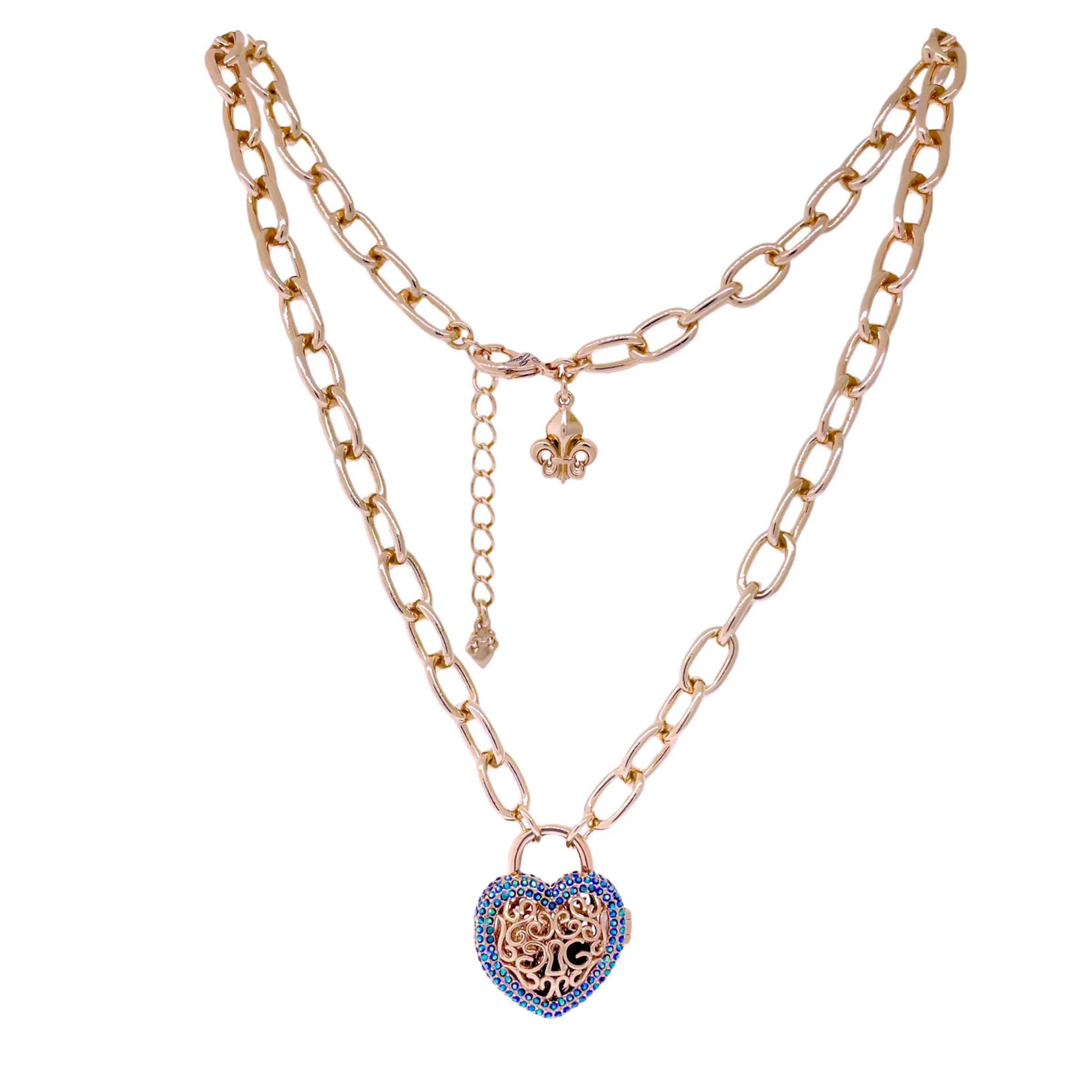 Jet AB -Locket Full of Love- Valentines Pendant by Ritzy Couture DeLuxe - Rose Gold Plating