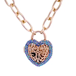 Jet AB -Locket Full of Love- Valentines Pendant by Ritzy Couture DeLuxe - Rose Gold Plating