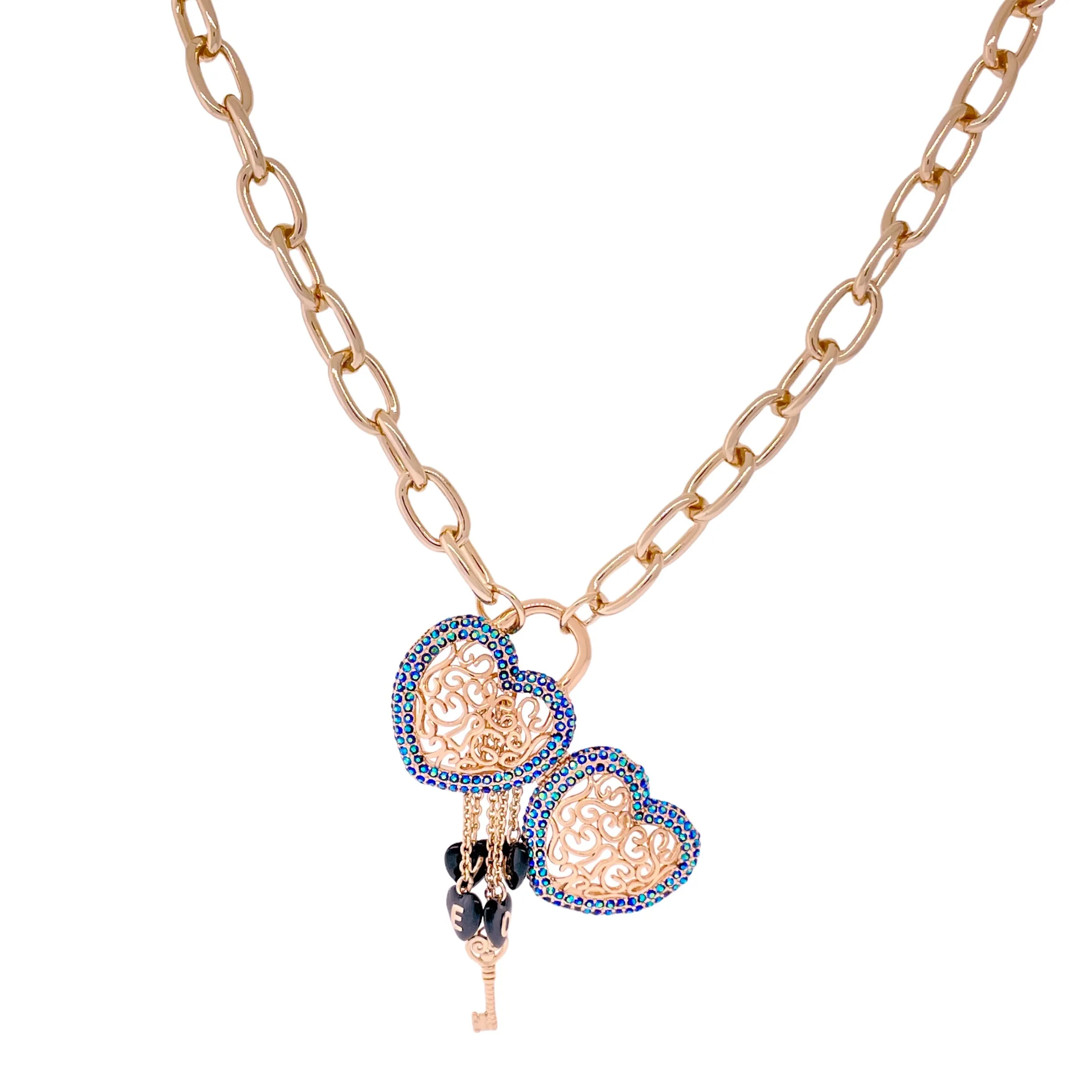 Jet AB -Locket Full of Love- Valentines Pendant by Ritzy Couture DeLuxe - Rose Gold Plating