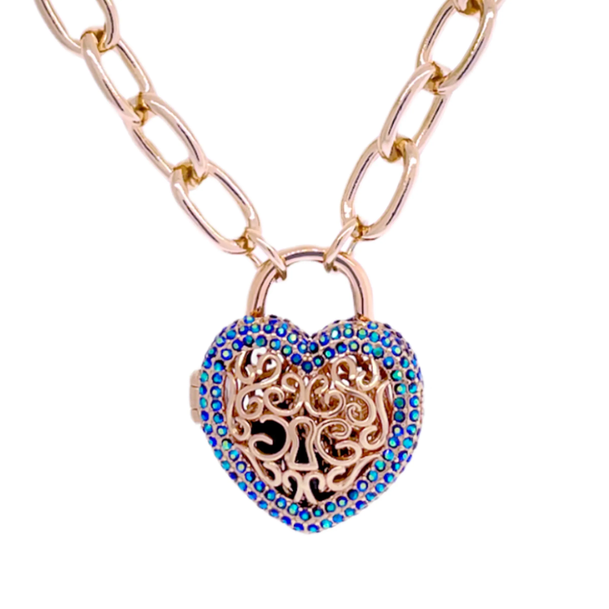 Jet AB -Locket Full of Love- Valentines Pendant by Ritzy Couture DeLuxe - Rose Gold Plating
