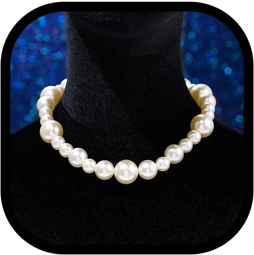 JEWEKY Pearl Chunky Choker Necklace Jewelry Large Round Pearls Prom Wedding Neck Chain for Women