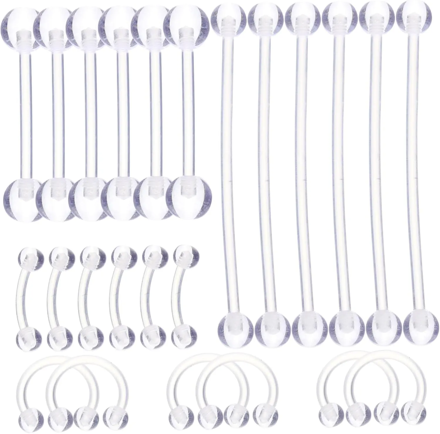Jewelry Collection Nose Eyebrow Tongue Rings 24 Piece Set Fashionable and Comfortable