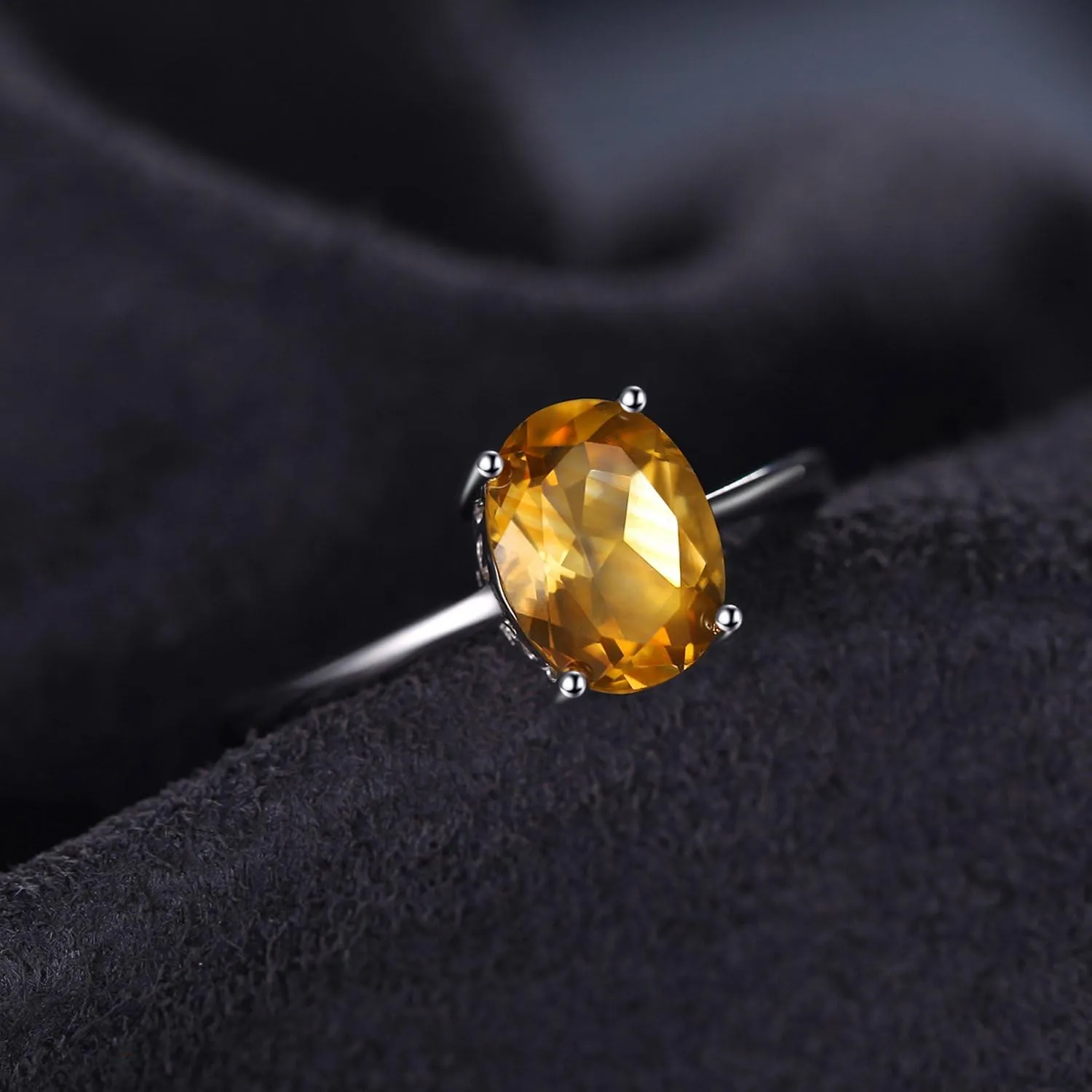 JewelryPalace Class Natural Gemstone Garnet Peridot Amethyst Citrine Blue Topaz Birthstone Solitaire Engagement Rings for Women, Anniversary 14K Gold Plated 925 Sterling Silver Promise Rings for Her