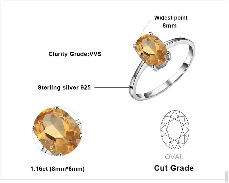 JewelryPalace Class Natural Gemstone Garnet Peridot Amethyst Citrine Blue Topaz Birthstone Solitaire Engagement Rings for Women, Anniversary 14K Gold Plated 925 Sterling Silver Promise Rings for Her