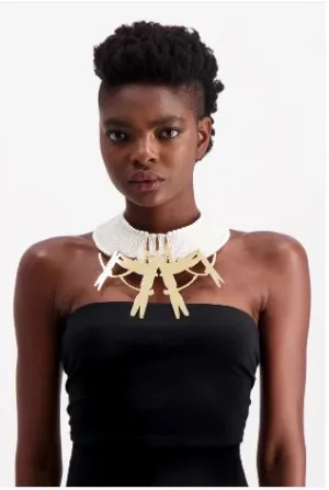 JIAMINI Belewa Neck Piece with an abstract brass comb