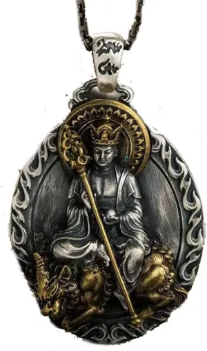 JILIYUPA Good Luck Necklace Buddha Totem Pendant with 51cm 5cm Extender Chain, Men Women Chinese Religion Lucky Amulet Protection Fengshui Jewelry Reiki Healing