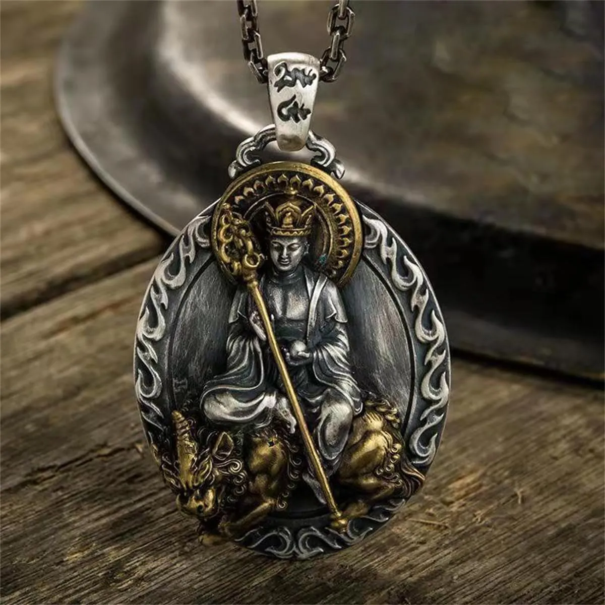 JILIYUPA Good Luck Necklace Buddha Totem Pendant with 51cm 5cm Extender Chain, Men Women Chinese Religion Lucky Amulet Protection Fengshui Jewelry Reiki Healing