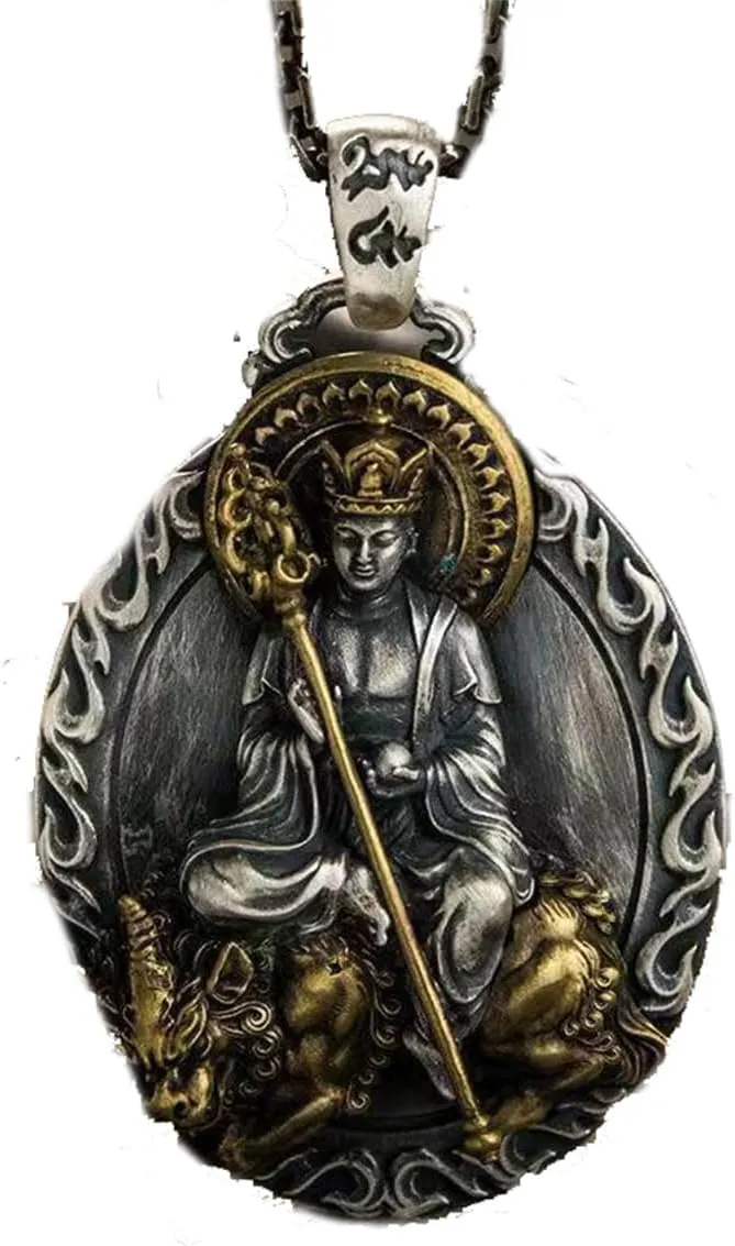 JILIYUPA Good Luck Necklace Buddha Totem Pendant with 51cm 5cm Extender Chain, Men Women Chinese Religion Lucky Amulet Protection Fengshui Jewelry Reiki Healing