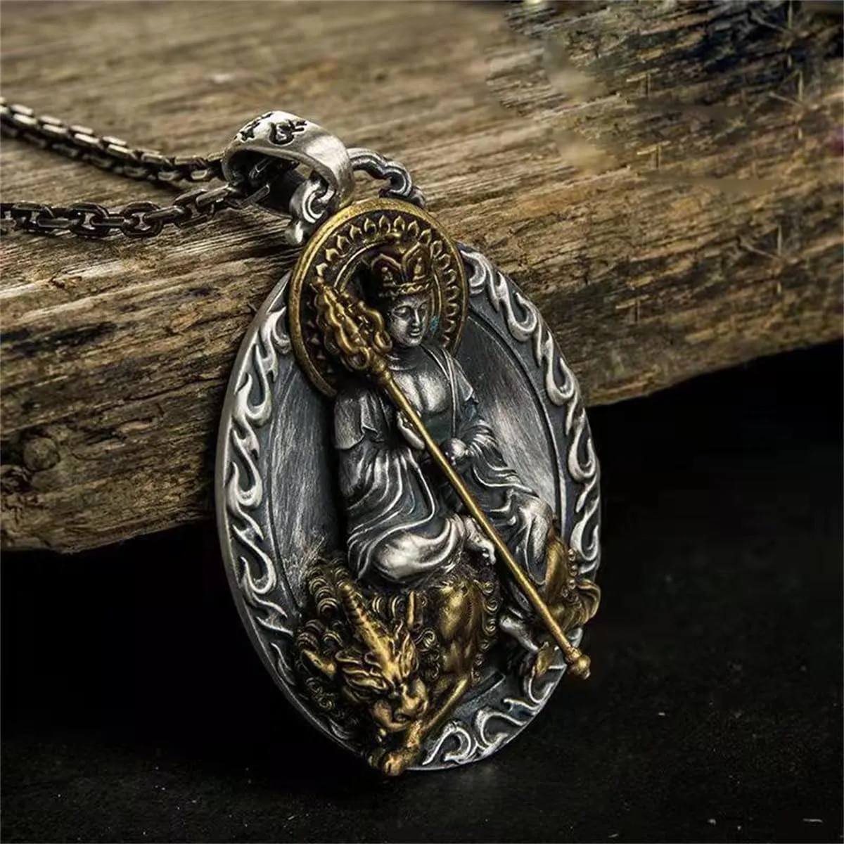 JILIYUPA Good Luck Necklace Buddha Totem Pendant with 51cm 5cm Extender Chain, Men Women Chinese Religion Lucky Amulet Protection Fengshui Jewelry Reiki Healing