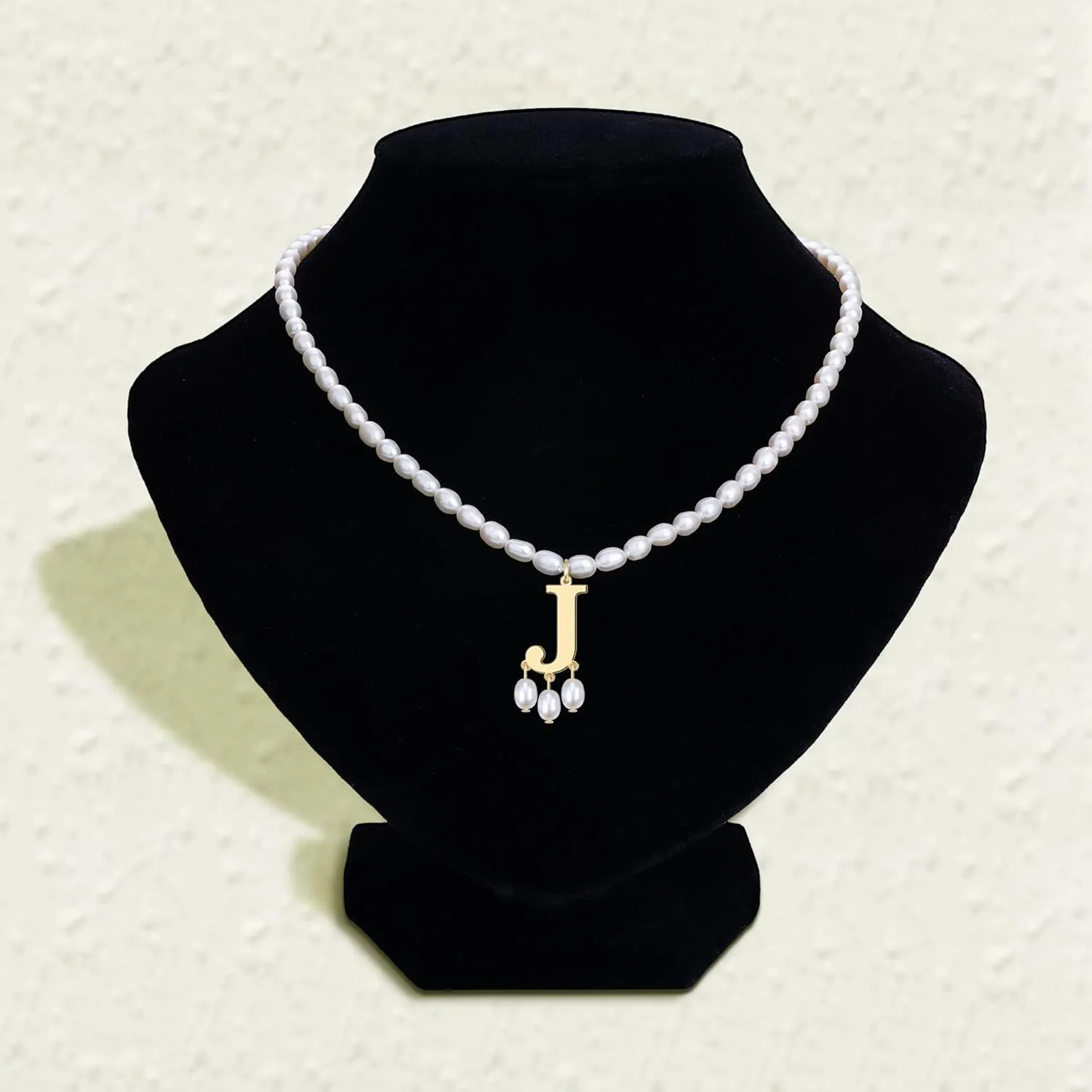 JSJOY Freshwater Pearl Necklace for Women 925 Sterling Silver Gold Initial A-Z Necklaces Anne Boleyn Necklaces Mother's Day Gifts Graduation Gifts 2025 Birthday Gifts for Her