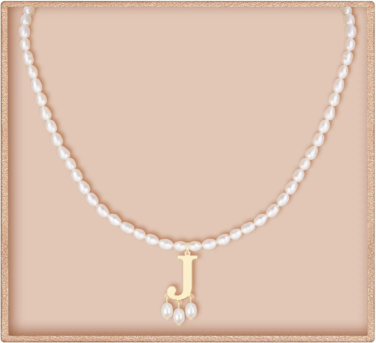 JSJOY Freshwater Pearl Necklace for Women 925 Sterling Silver Gold Initial A-Z Necklaces Anne Boleyn Necklaces Mother's Day Gifts Graduation Gifts 2025 Birthday Gifts for Her