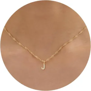 JSJOY Initial Necklaces for Women Girls, Tiny CZ Initial A-Z Pendant Necklace Dainty 14K Gold Plated Cubic Zirconia Letter Necklaces Trendy Diamond Choker Monogram Necklace Jewelry Gifts
