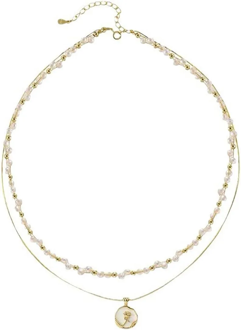 K-Elewon Natural Freshwater Pearl Choker Necklace for Women Dainty 18K Gold Plated Baroque Pearl Necklaces Handmade Jewelry Gift CH01