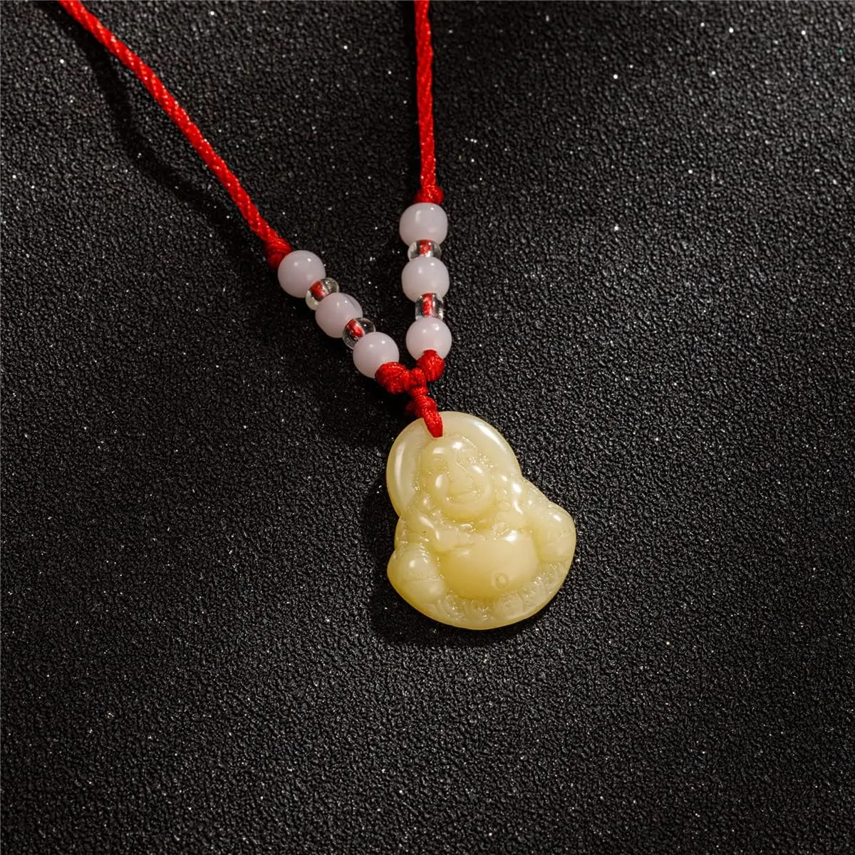 kelistom Buddha Pendant Necklace for Women Men Adjustable Red Rope Chain Necklace Green White Gold Buddha Head Good Luck and Protection