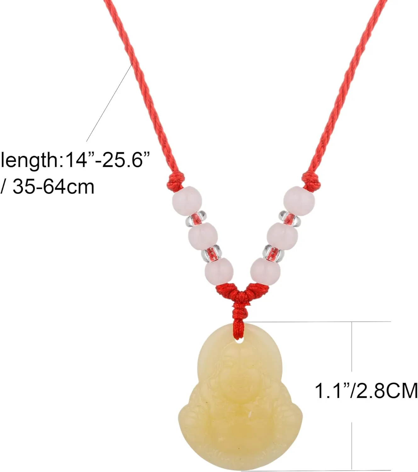 kelistom Buddha Pendant Necklace for Women Men Adjustable Red Rope Chain Necklace Green White Gold Buddha Head Good Luck and Protection