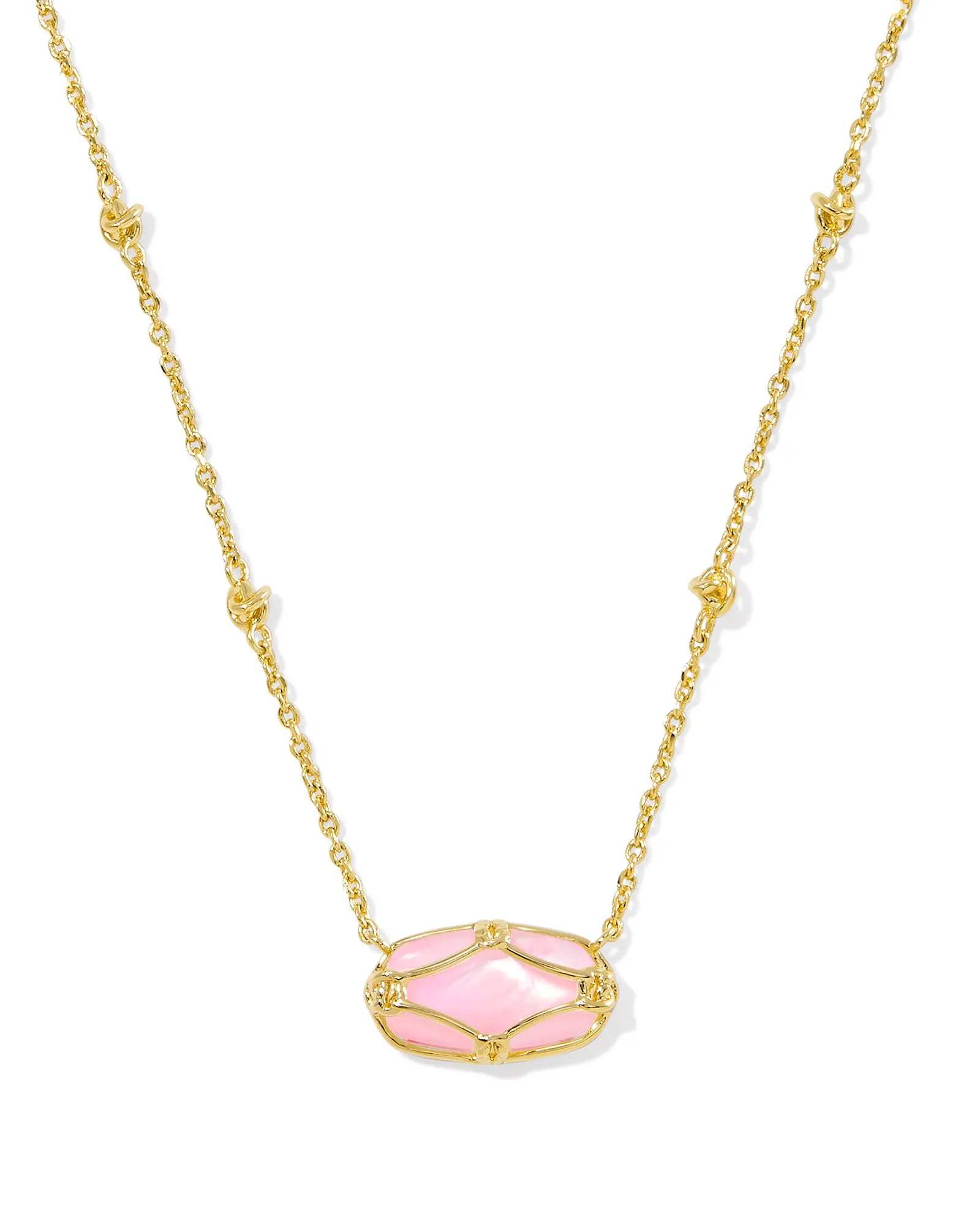 Kendra Scott Elisa Lattice Frame Short Pendant Necklace - Gold/Blush Ivory Mother of Pearl