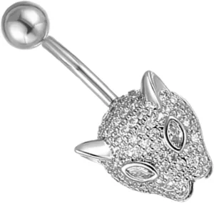 KESYOO Animal Shape Belly Button Ring Stainless Steel Piercing Jewelry Zircon Navel Ring for Women