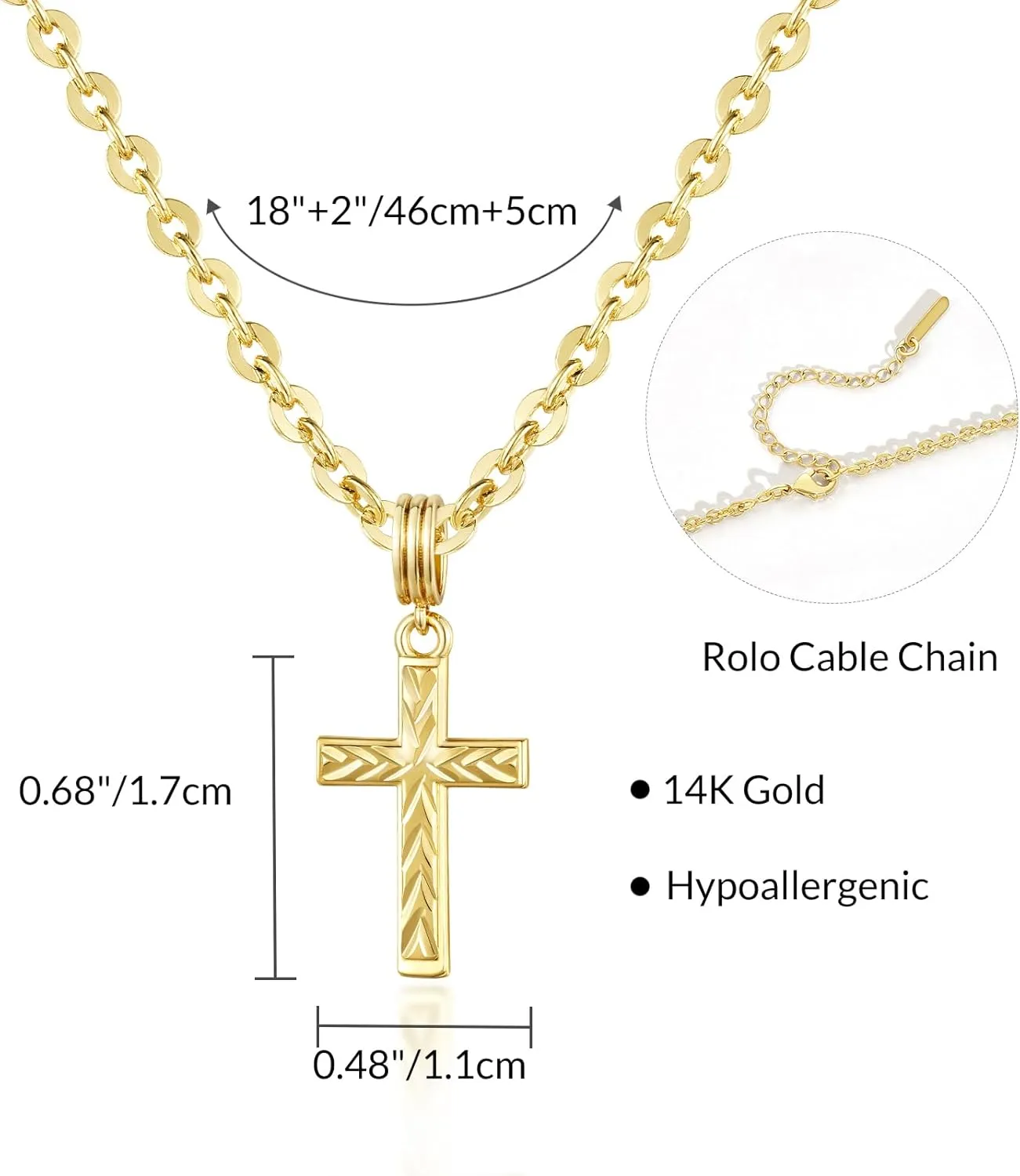 KissYan Layered Cross Necklace for Women, 14K Gold Plated Cubic Zirconia Pendant Necklaces Cross Faith Necklaces, Gold Cross Choker Trendy Jewelry Gifts for Women