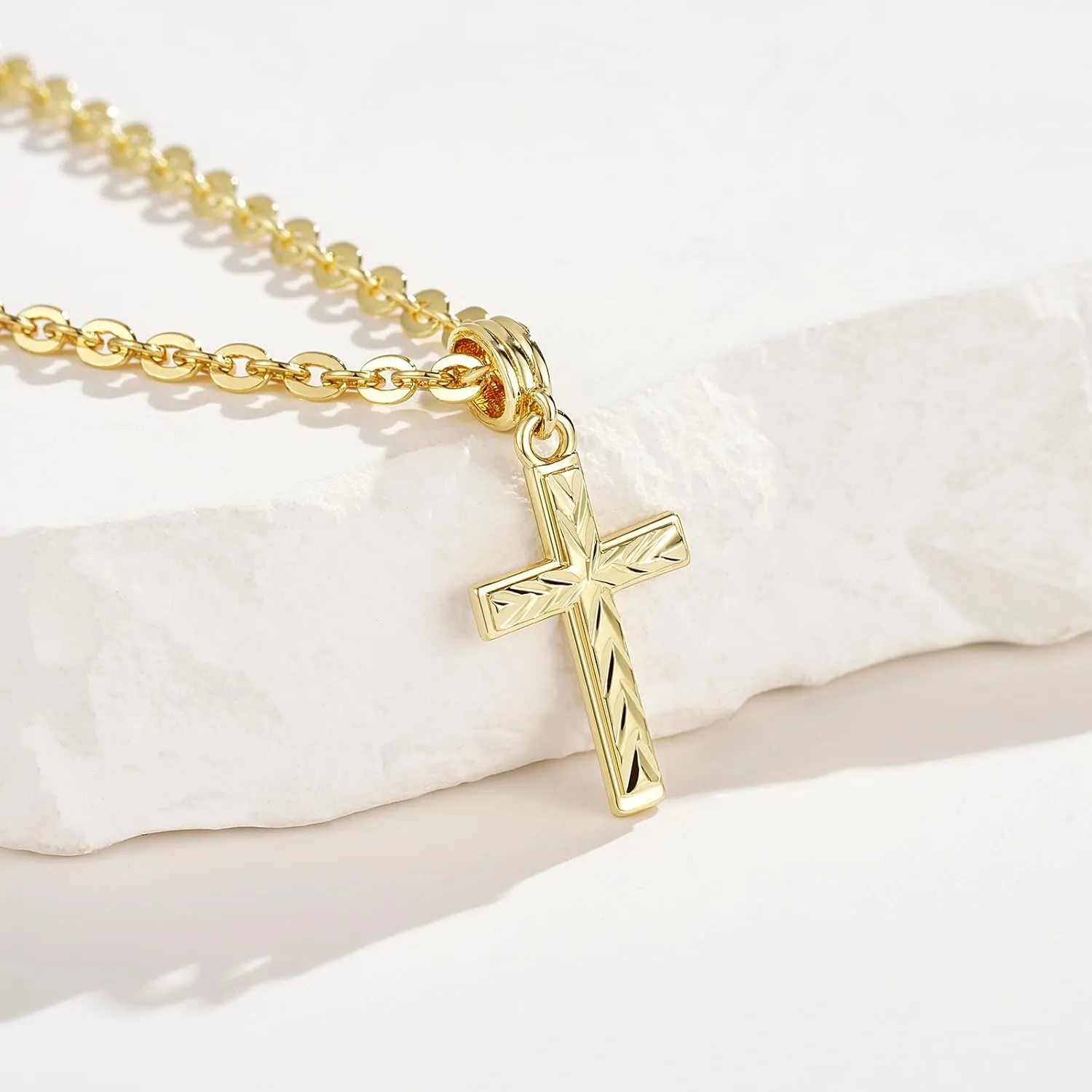 KissYan Layered Cross Necklace for Women, 14K Gold Plated Cubic Zirconia Pendant Necklaces Cross Faith Necklaces, Gold Cross Choker Trendy Jewelry Gifts for Women